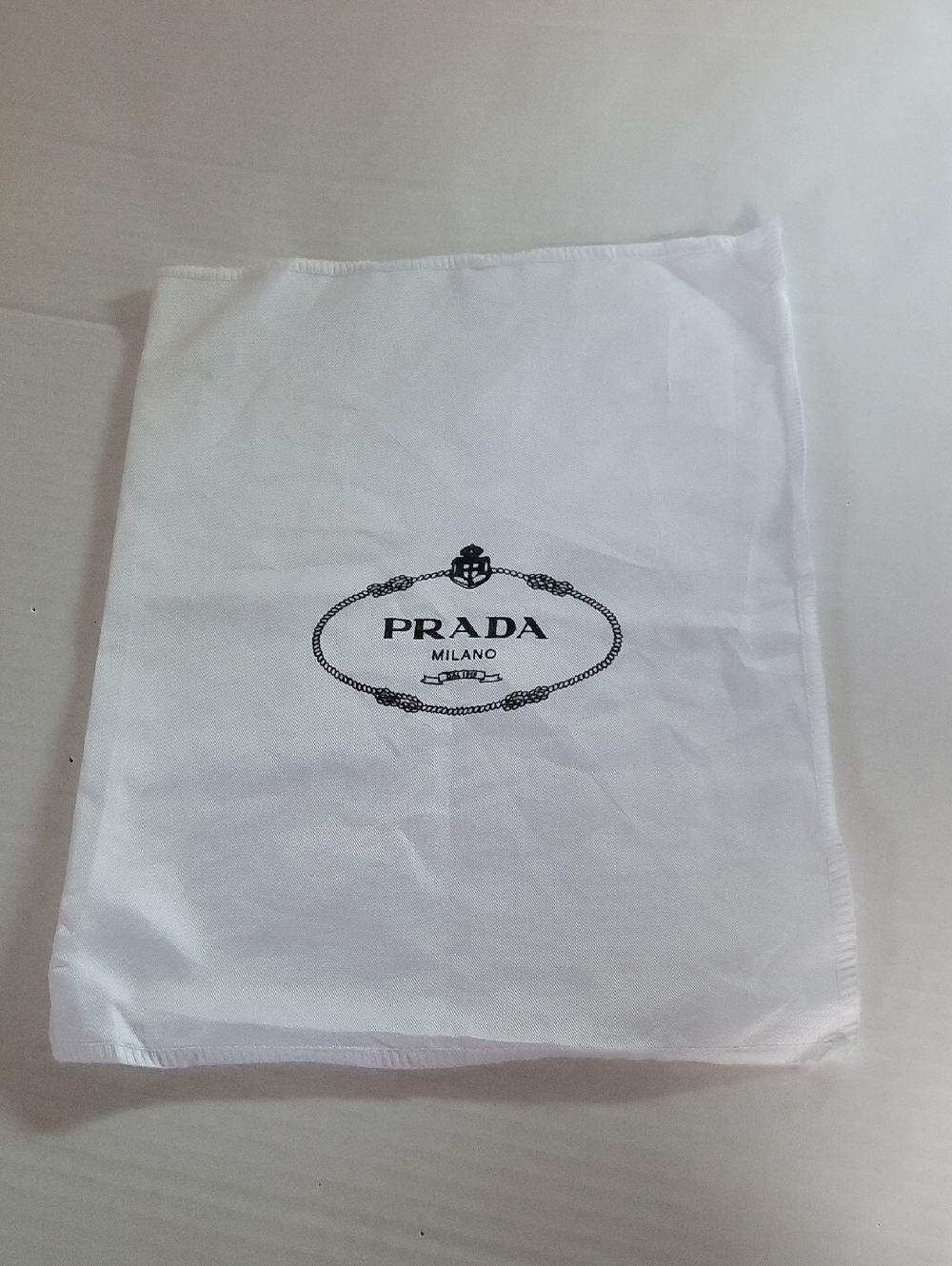 Prada White Dust Bag with Black Logo